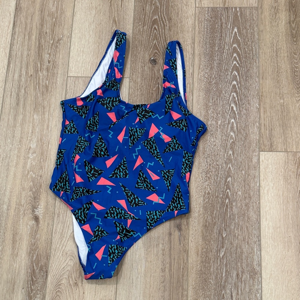 90s Swim Blue and Pink Swimsuit
